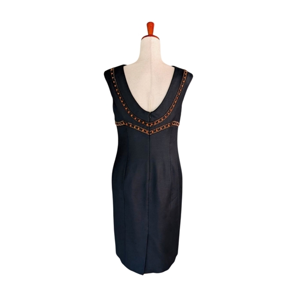 Boden Black Sleeveless Scoop Back Beaded Sheath Dress Size 8 - Picture 6 of 10